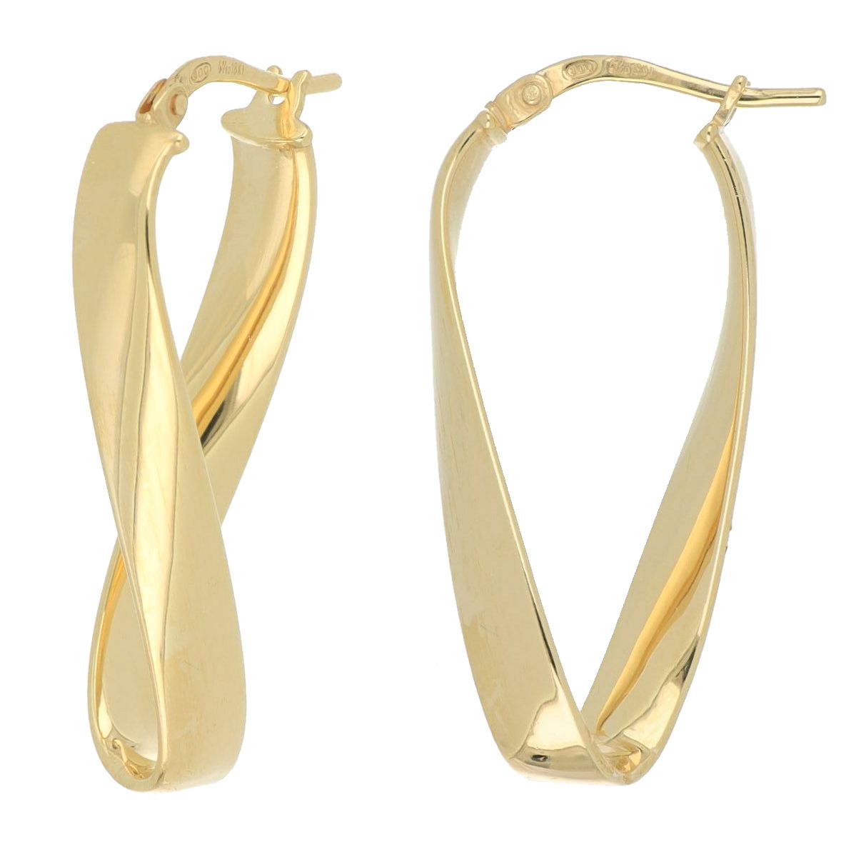 DelPia Orecchini Modello Attorcigliato 25mm In Oro 18kt E Argento Sterling 925 - Tecnologia Brevettata 2begold, Confezione Regalo Con Certificato