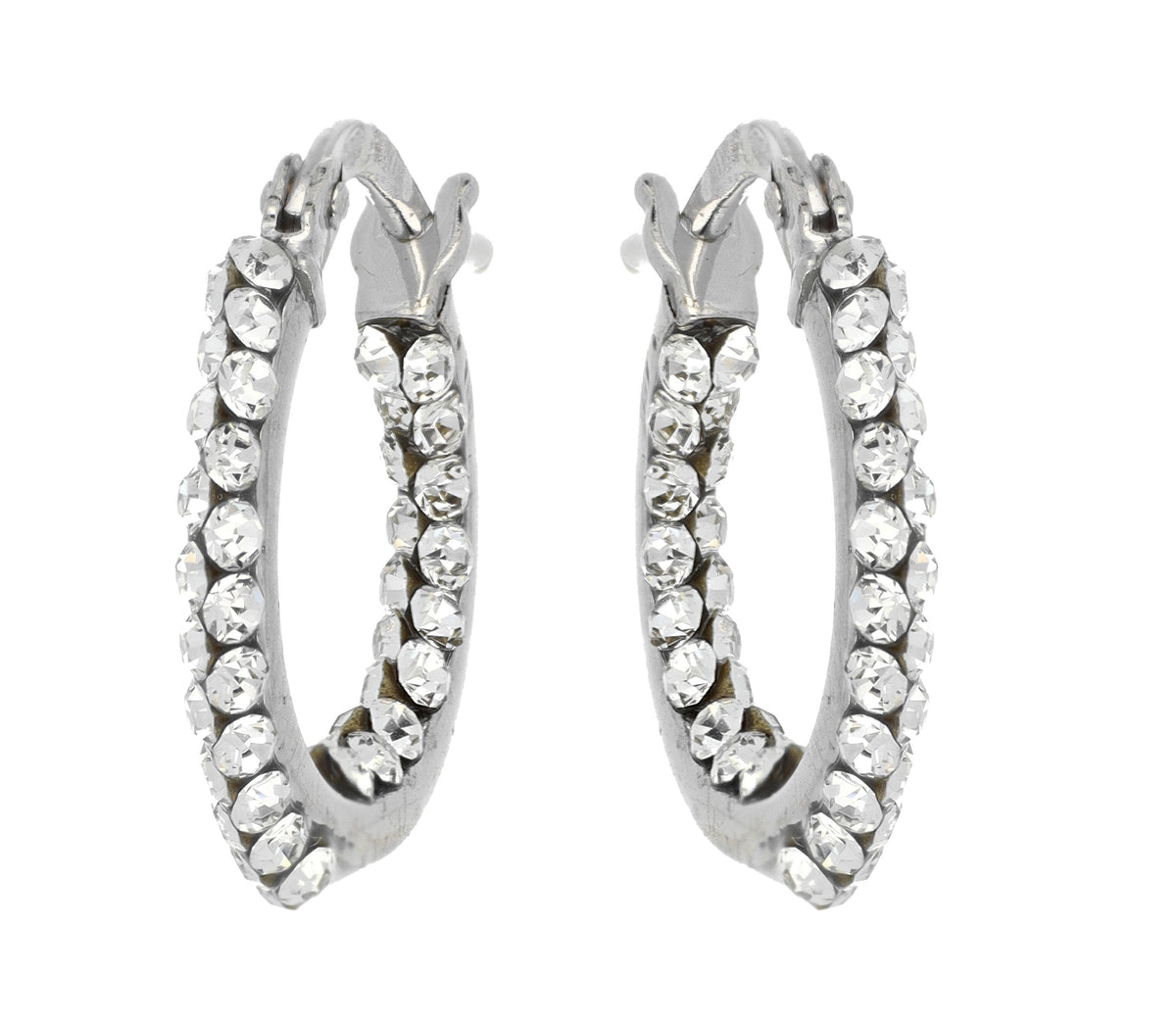 DelPia Orecchini A Cerchio In 2begold (Argento E Oro 18kt) Con Cristalli Swarovski - Gioielli Anallergici In Oro Giallo